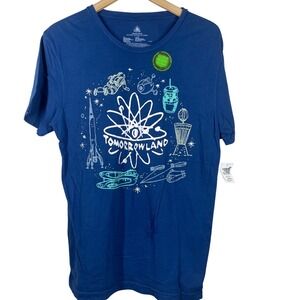 Disney Parks Tomorrowland Glow In The Dark Graphic T-Shirt Blue Medium NEW